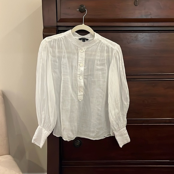 Camicia Poplin Banana Republic Classic-Fit, Bianca, Taglia S Petite, Maniche Lunghe, 100% Cotone, Con Bottoni
